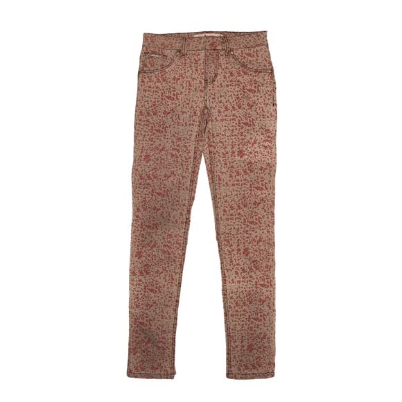 BEIJA FLOR NEW $148 Gray Red Animal Print Stretch Denim Jegging Size 2 - Picture 1 of 4